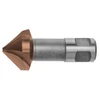 Close-up of bronze-coated HMT 32mm TCT countersink with Weldon shank