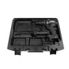 Open carry case with VersaDrive cordless combi drill and empty accessory compartments