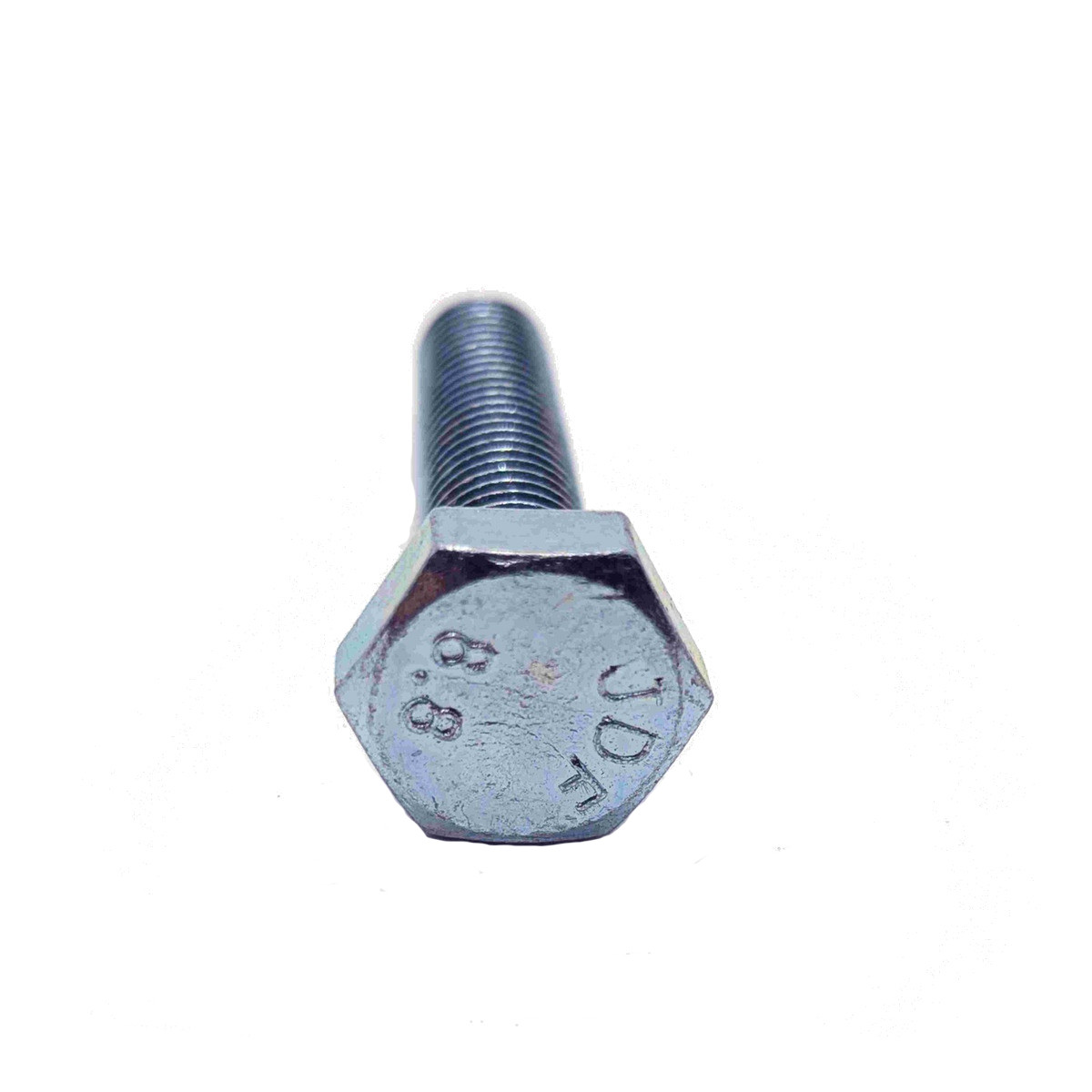 High Tensile Set Screw Gr 8.8 Zinc Plated DIN 933 M12 x 180mm, end-on view showing the grade 8.8 marking on the hexagon head