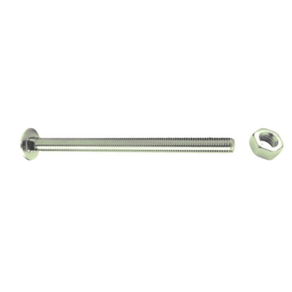 bright zinc plated grade 4.8 steel carriage bolt M20 x 160mm with domed head and square neck and matching hexagon nut