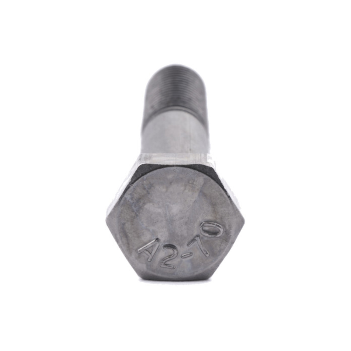 Hexagon Head Set Bolt DIN 931 Stainless Steel A2 M12 x 50mm, end-on view of the hexagon head with the bolt shaft behind