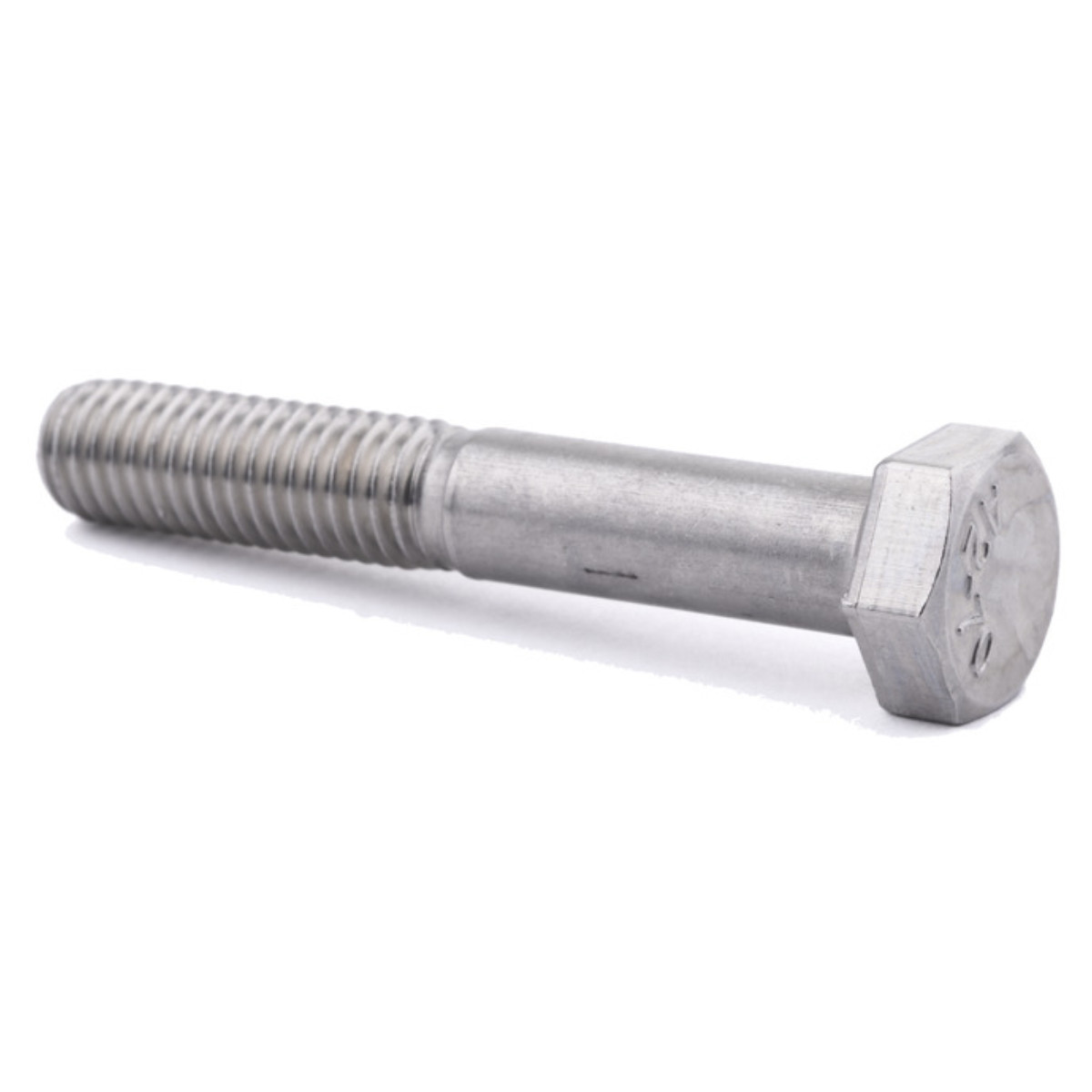 Hexagon Head Set Bolt DIN 931 Stainless Steel A2 M12 x 110mm, angled side view showing the hexagon head, plain shank and threaded end