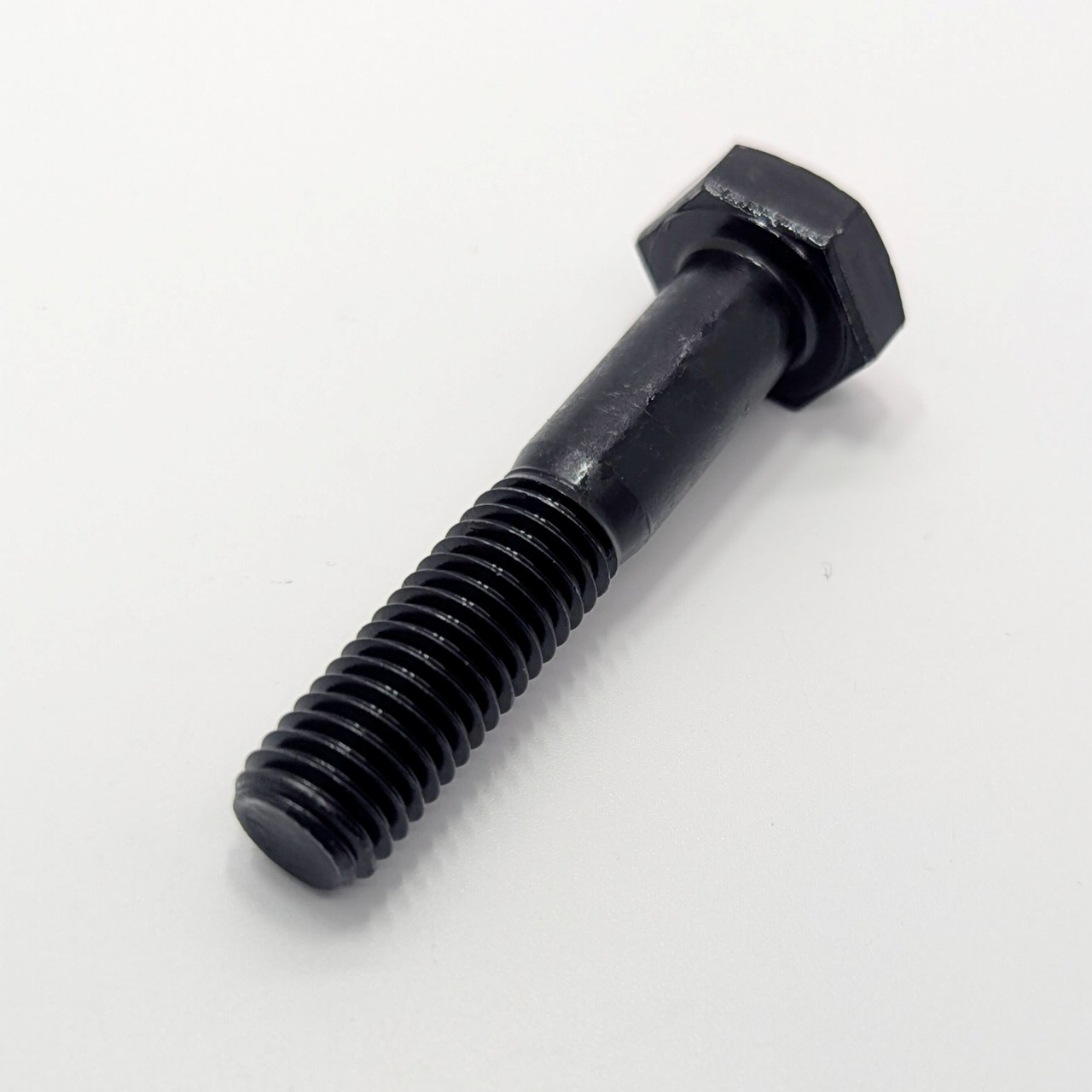 M12 x 90mm Grade 10.9 Self Colour Set Bolt Hex Bolt angled view showing thread and plain shank
