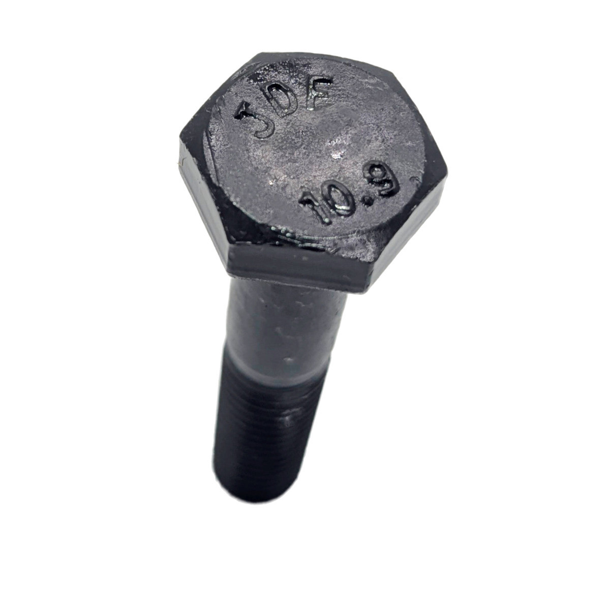 High Tensile Set Bolt Grade 10 9 DIN 931 self-colour M24 x 70mm close-up of the hexagon head showing the grade 10.9 marking