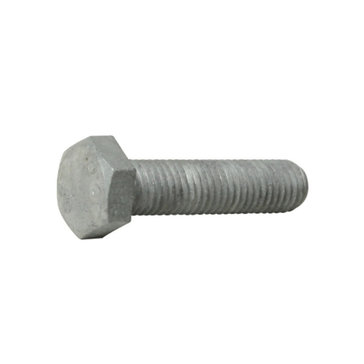 High Tensile Set Screw Gr 8.8 DIN 933 galvanised M10 x 40mm, single galvanised set screw in side profile showing the hexagon head and full-length thread
