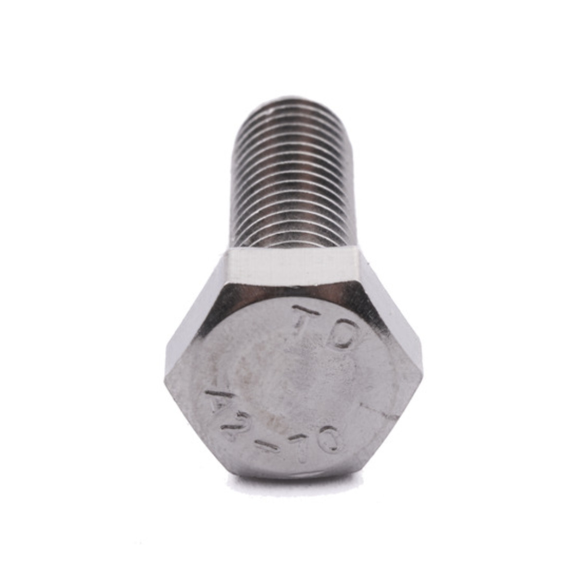 Hexagon Head set screw DIN 933 Stainless Steel A2 M6 x 70mm, end-on view of the hexagon head with the threaded shaft behind