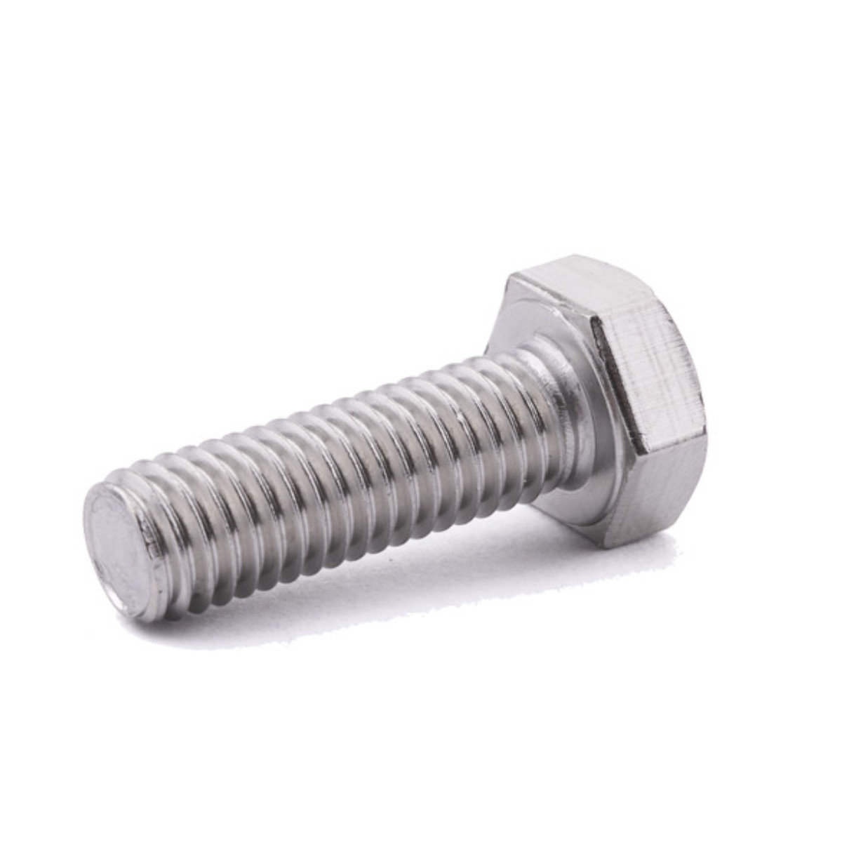 Hexagon Head set screw DIN 933 Stainless Steel A2 M12 x 45mm, diagonal side view showing the threaded shaft and hexagon head