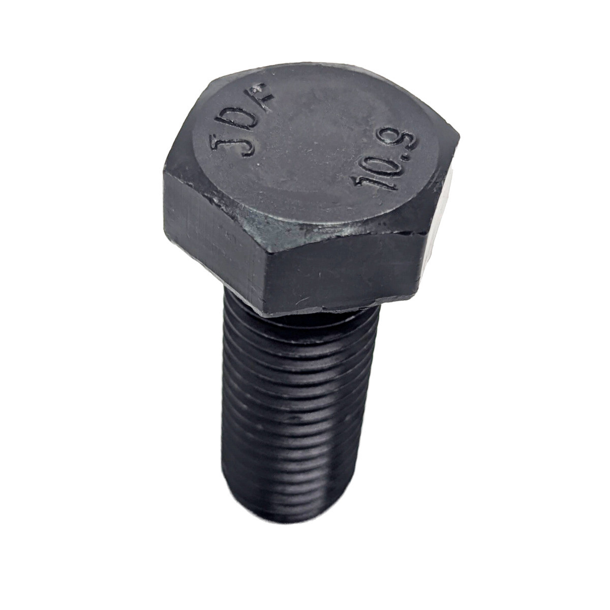 High Tensile Set Grade 10.9 DIN 933 self-colour M12 x 45mm, close-up angled view showing the grade 10.9 head marking and threaded shaft