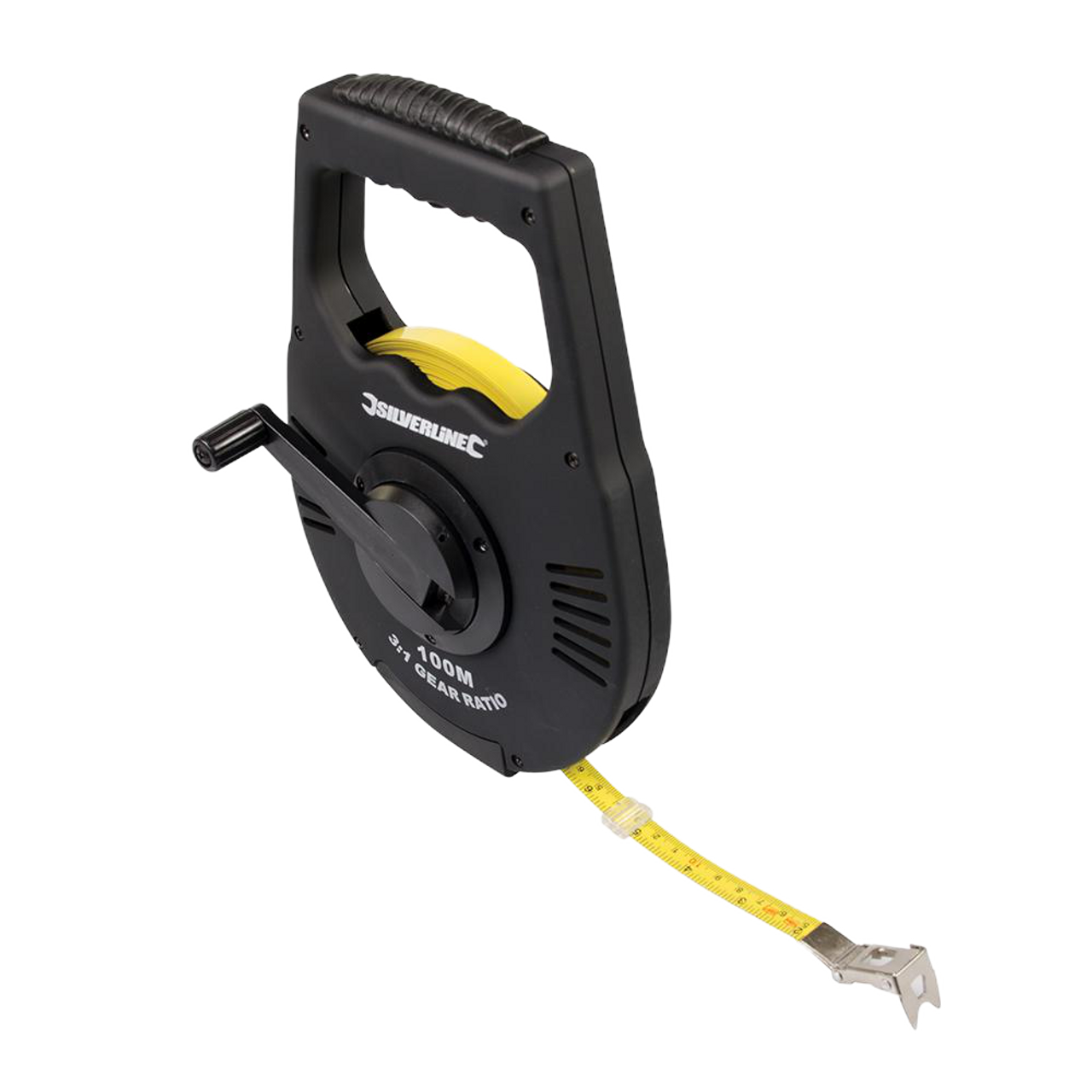 Silverline Geared Surveyors Tape - 100m / 328ft x 12mm from Oneweld Supplies.