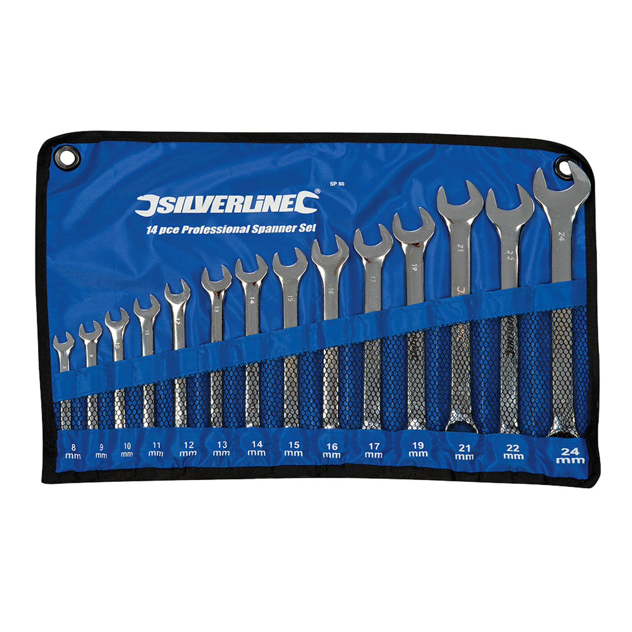 Silverline Combination Spanner Set 14pce - 8 - 24mm from Oneweld Supplies.
