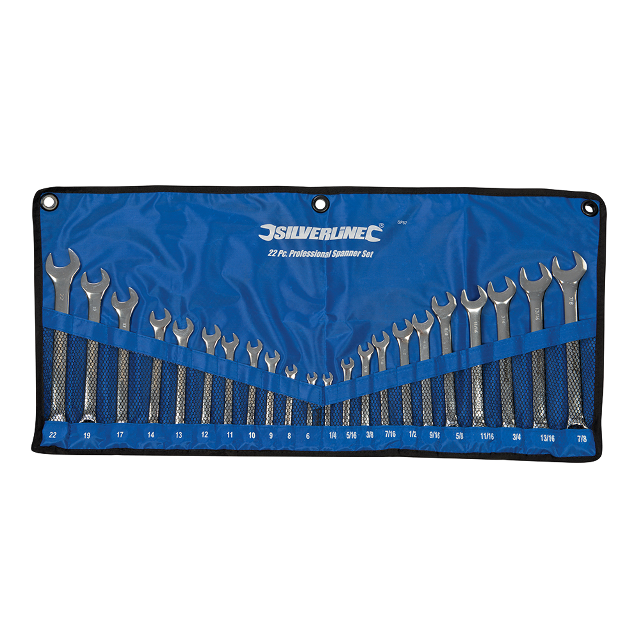 Silverline Combination Spanner Set 22pce - 6 - 22mm & 1/4 - 7/8" from Oneweld Supplies.