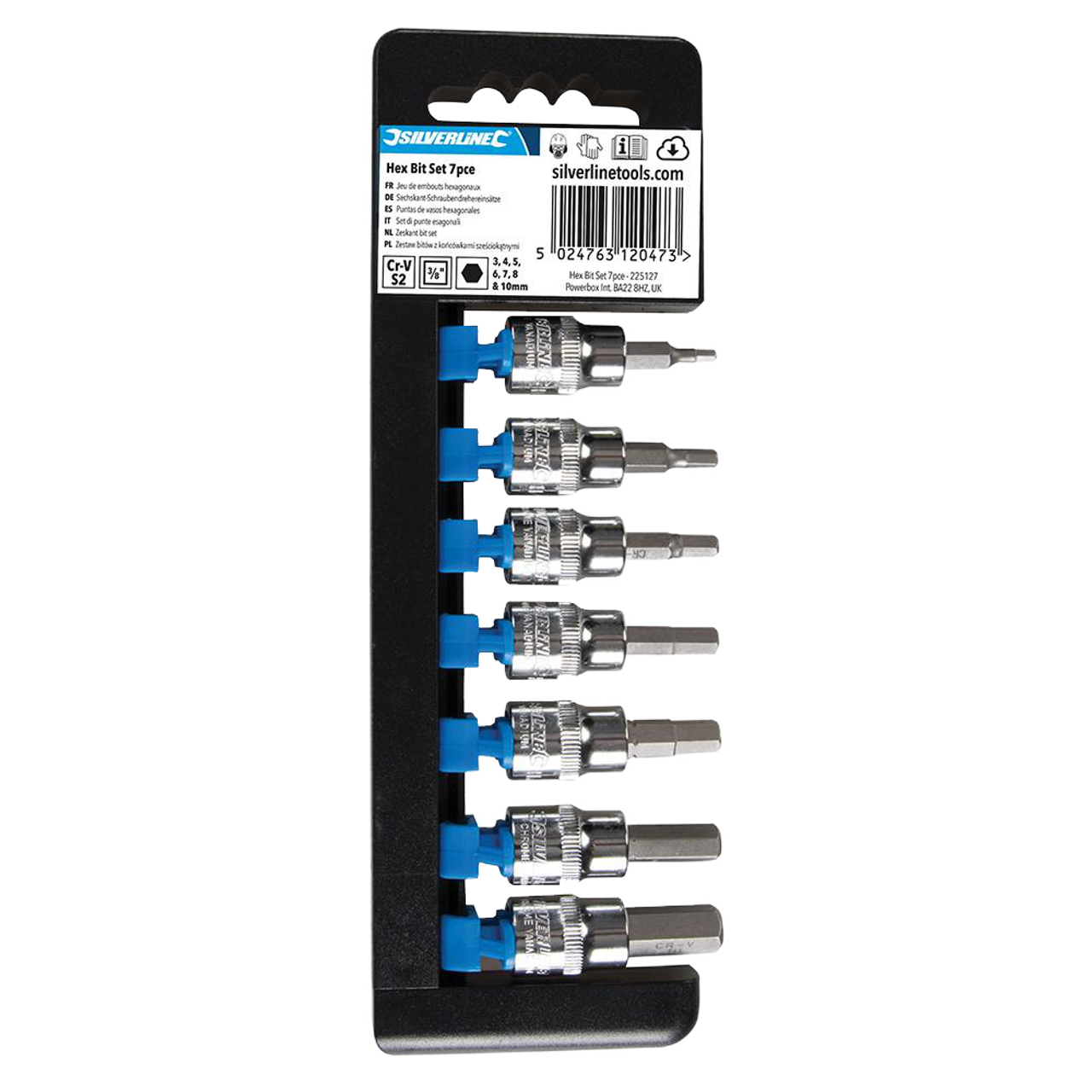 Silverline Hex Bit Set 3/8" Drive 7pce - Hex 3 - 10mm from Oneweld Supplies.