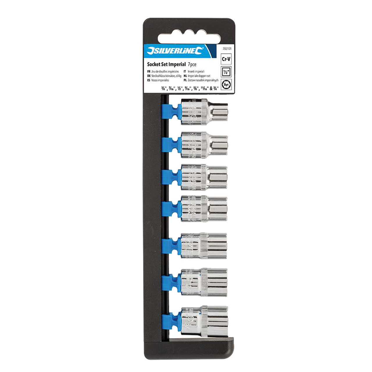 Silverline Socket Set 1/2" Drive 6pt Imperial 7pce - 3/8" - 3/4" from Oneweld Supplies.