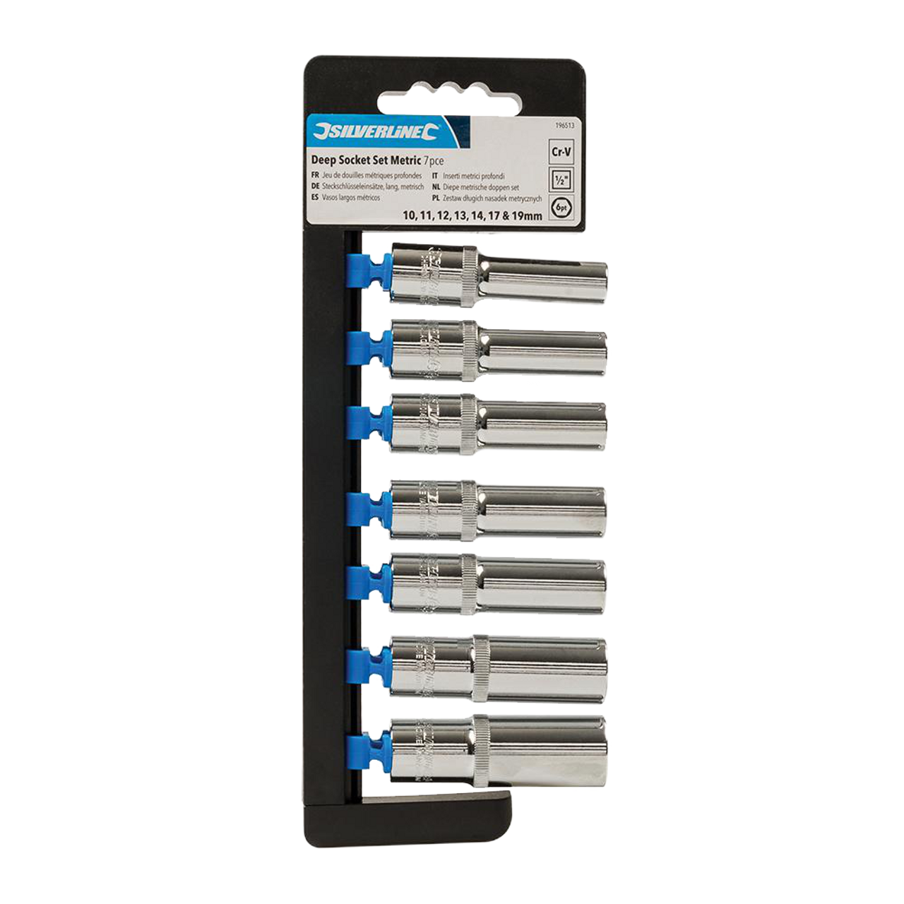Silverline Deep Socket Set 1/2" Drive 6pt Metric 7pce - 10 - 19mm from Oneweld Supplies.