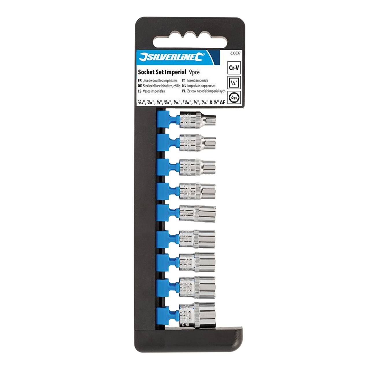 Silverline Socket Set 1/4" Drive 6pt Imperial 9pce - 3/16" - 1/2" from Oneweld Supplies.