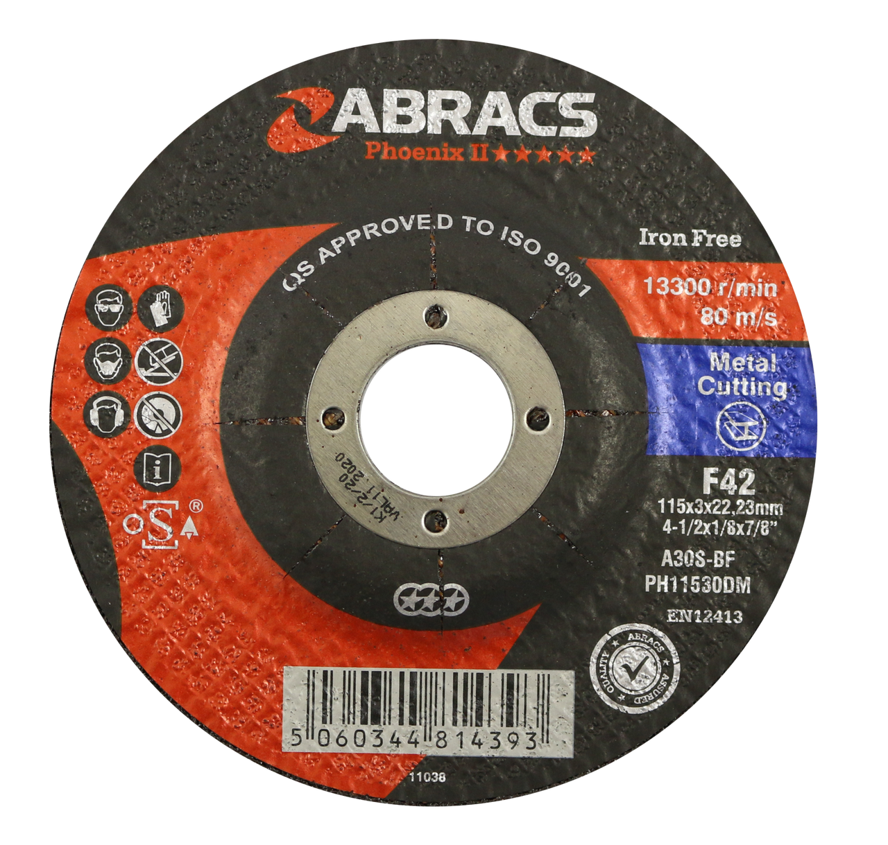 Abracs PHOENIX II 115mm x 3mm x 22mm DPC METAL Abracs abrasive disc for professional cutting and grinding applications in fabrication and engineering