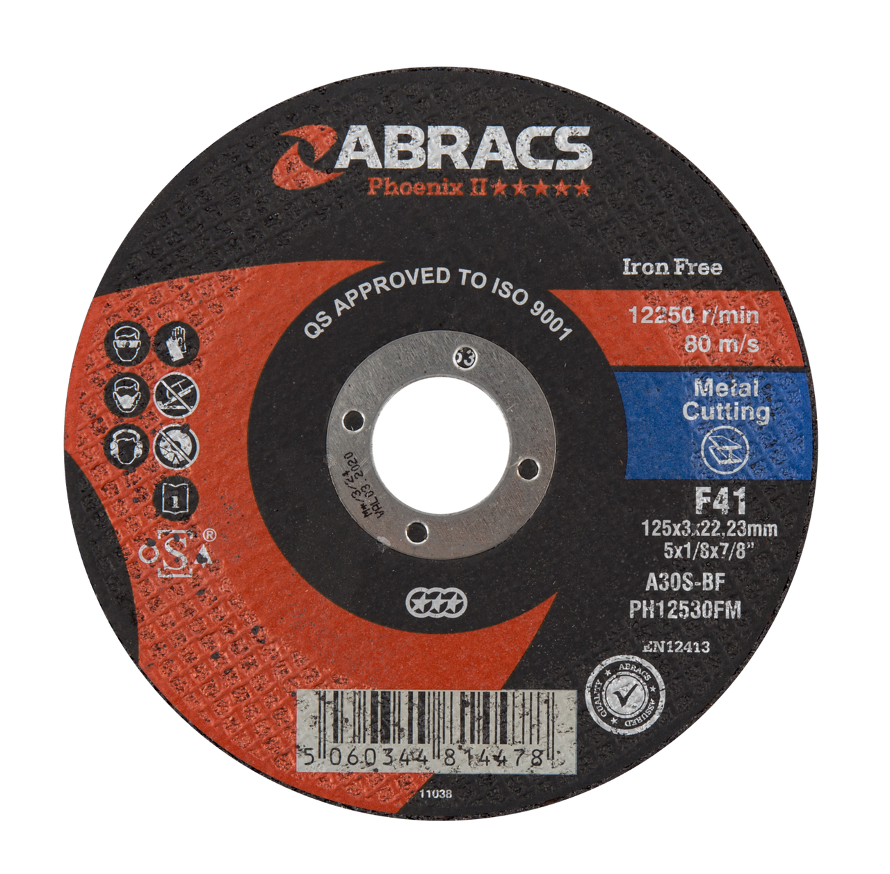 Abracs PHOENIX II 125mm x 3mm x 22mm FLAT METAL Abracs abrasive disc for professional cutting and grinding applications in fabrication and engineering