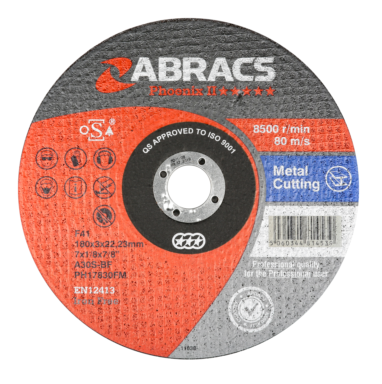 Abracs PHOENIX II 178mm x 3mm x 22mm FLAT METAL Abracs abrasive disc for professional cutting and grinding applications in fabrication and engineering