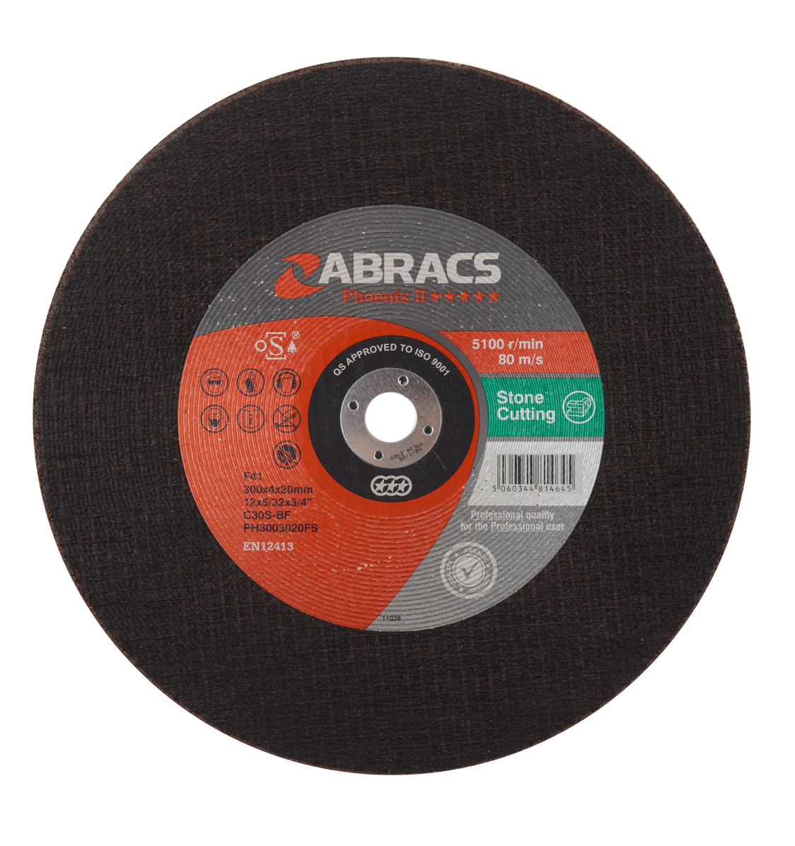 Abracs PHOENIX 300mm x 4mm x 20mm FLAT STONE Abracs abrasive disc for professional cutting and grinding applications in fabrication and engineering