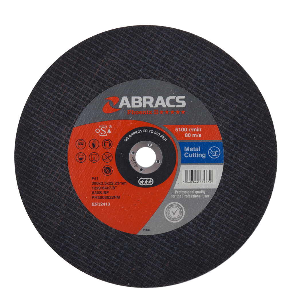 Abracs PHOENIX 300mm x 4mm x 22mm FLAT STONE Abracs abrasive disc for professional cutting and grinding applications in fabrication and engineering