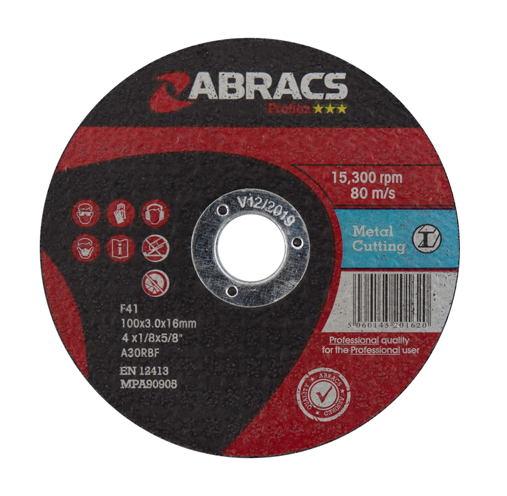 Abracs PROFLEX 100mm x 3mm x 16mm FLAT  METAL Abracs abrasive disc for professional cutting and grinding applications in fabrication and engineering