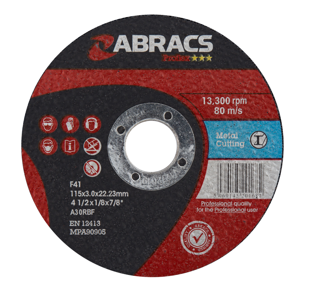 Abracs PROFLEX 115mm x 3mm x 22mm FLAT METAL Abracs abrasive disc for professional cutting and grinding applications in fabrication and engineering