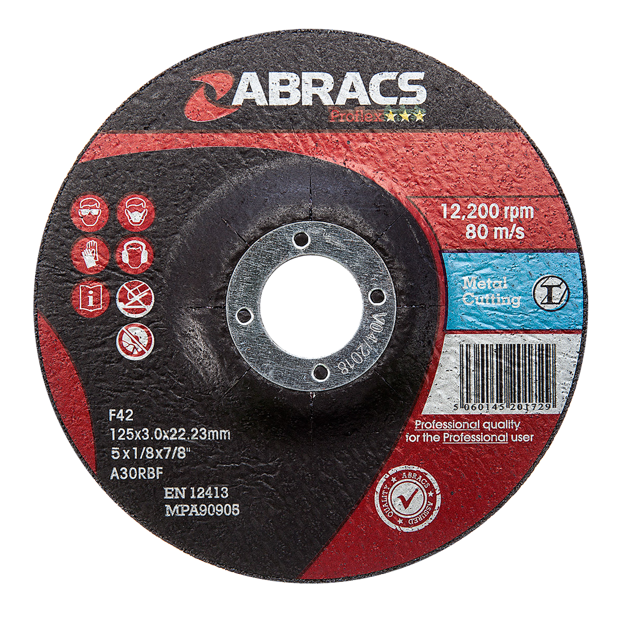 Abracs PROFLEX 125mm x 3mm x 22mm DPC METAL Abracs abrasive disc for professional cutting and grinding applications in fabrication and engineering