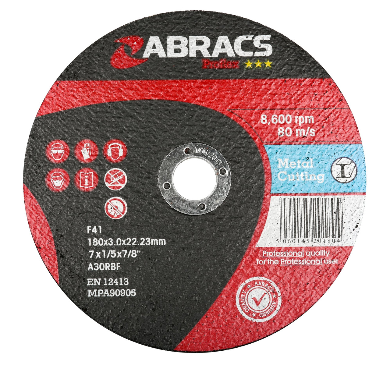 Abracs PROFLEX 178mm x 3mm x 22mm FLAT METAL Abracs abrasive disc for professional cutting and grinding applications in fabrication and engineering