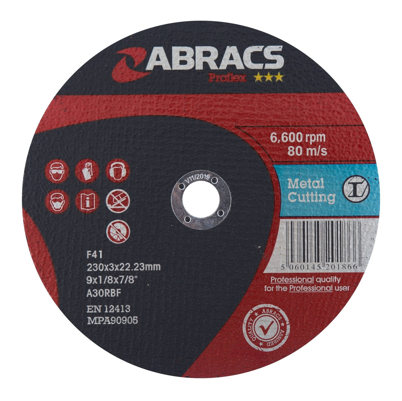 Abracs PROFLEX 230mm x 3mm x 22mm FLAT METAL Abracs abrasive disc for professional cutting and grinding applications in fabrication and engineering