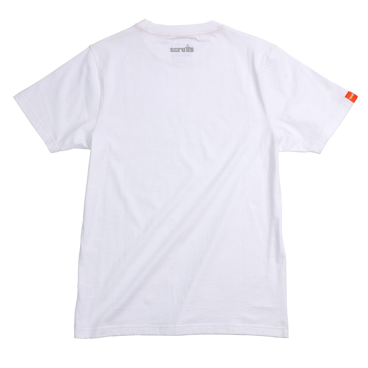 Scruffs Worker T-Shirt White back view showing neck branding and sleeve tab