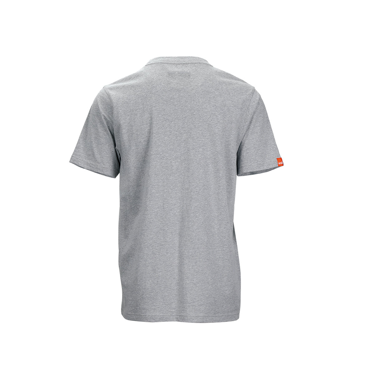 Scruffs Houghton Worker T-Shirt Grey back view showing high collar and woven sleeve brand tab