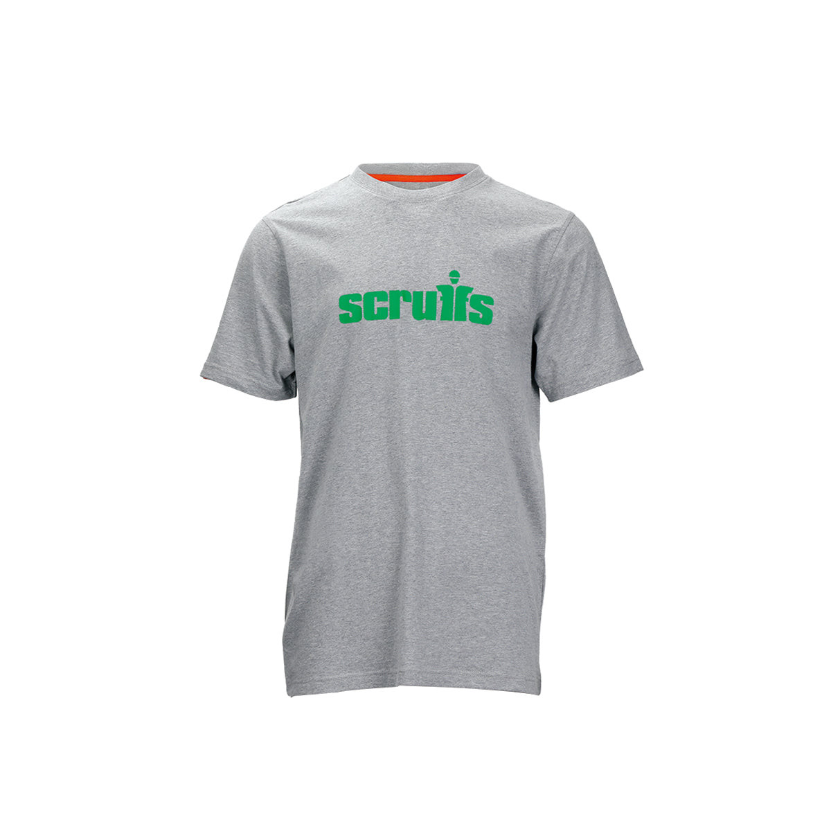 Scruffs Houghton Worker T-Shirt Grey front view featuring bold green Scruffs chest logo print