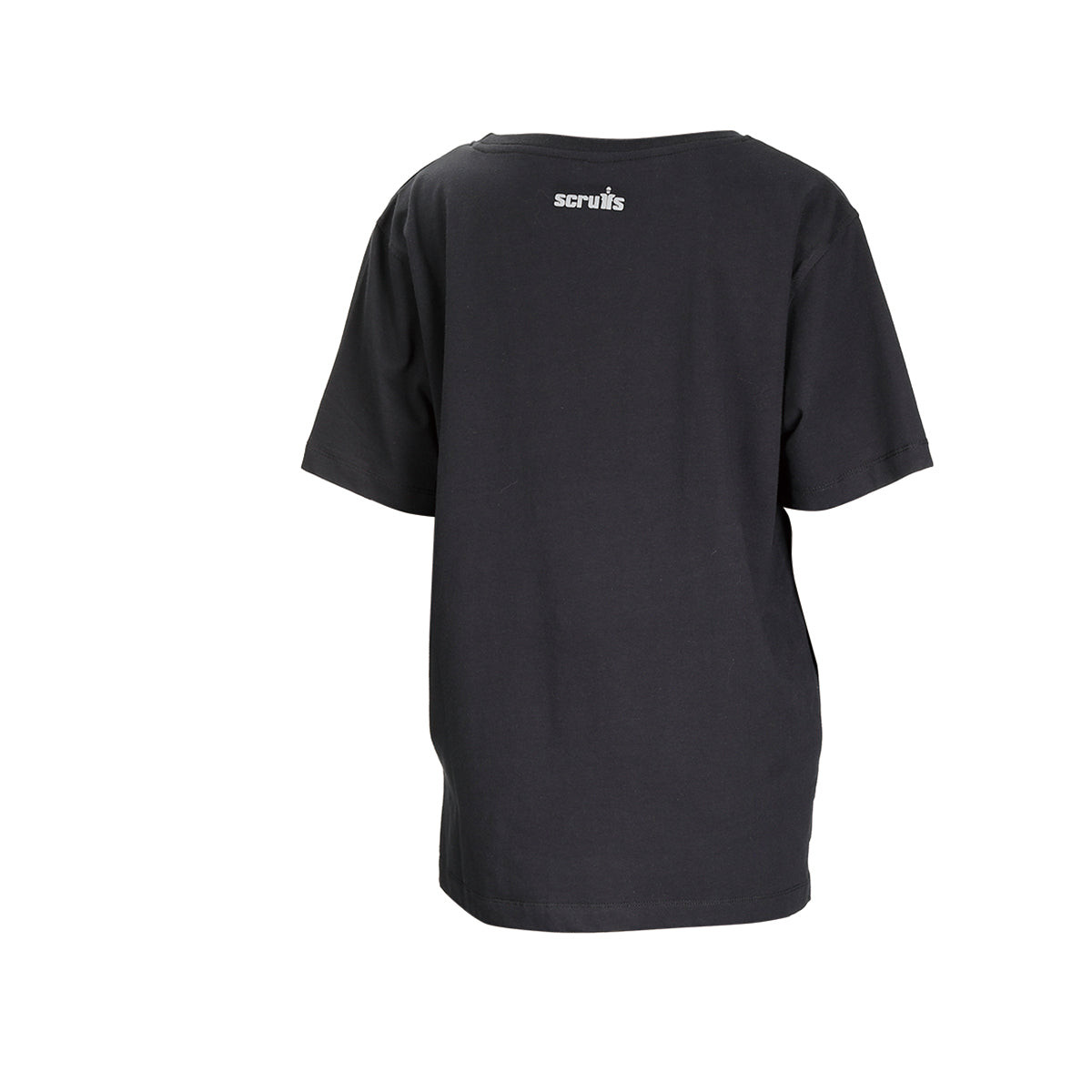 Scruffs Women's Trade T-shirt Black back view showing relaxed fit and printed neck logo