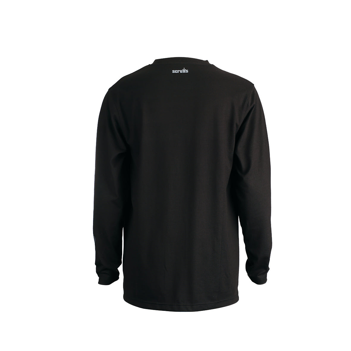 Scruffs Winslow Long Sleeve T-Shirt in black back view showing upper neck logo