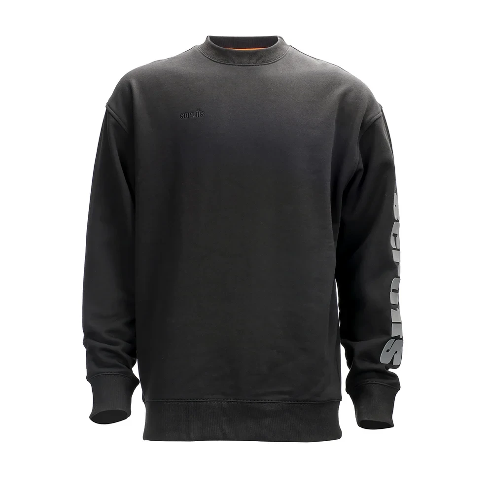 Front view on mannequin of men's black Scruffs Fintry crew neck work sweatshirt