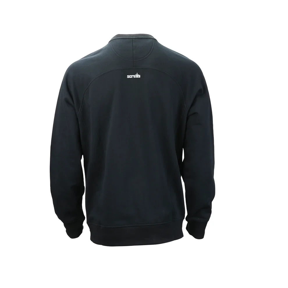 Scruffs Worker Sweatshirt navy rear view showing crew neck, ribbed hem and subtle Scruffs branding