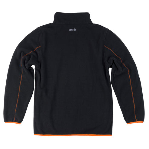 Scruffs Harbour Microfibre black rear product view showing orange piping and Scruffs back logo