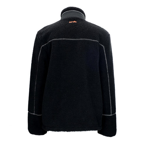 Scruffs Borley Sherpa Fleece black rear view showing high collar, contrast seams and sherpa panels
