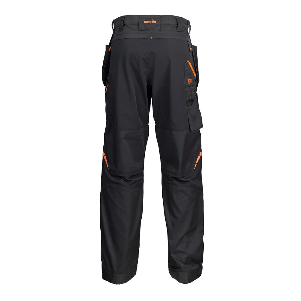 Scruffs Sanford Holster Trousers black rear view showing workwear pocket layout