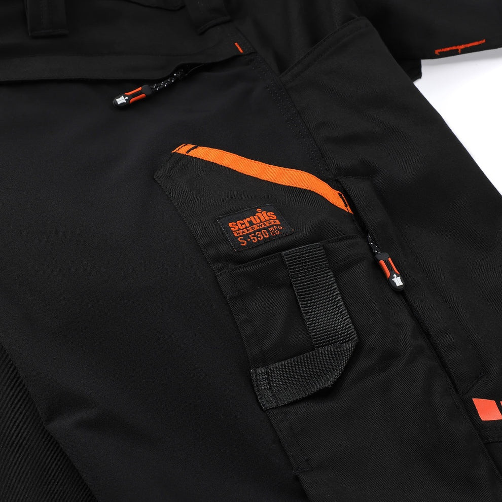 Scruffs Sanford Holster Trousers close-up of cargo pocket with orange trim