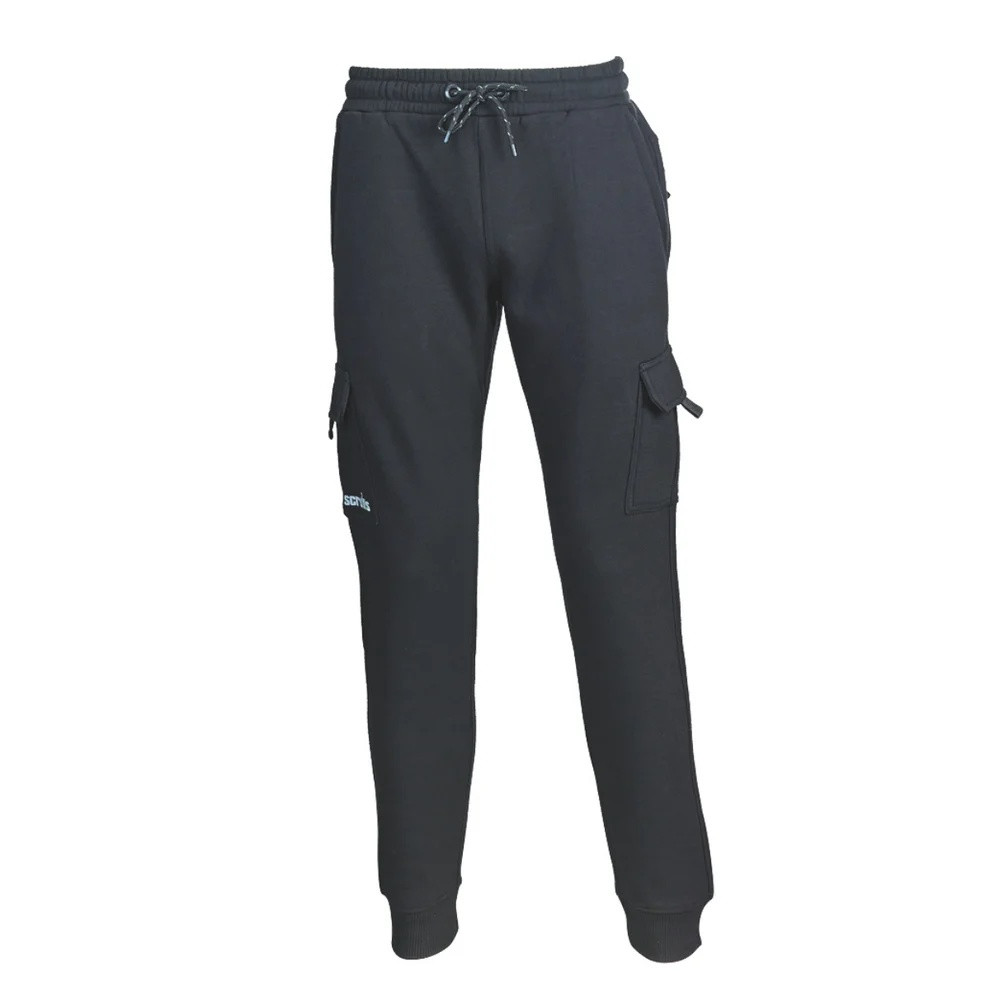 Scruffs Slim Fit Jogger black front product view with drawstring waist and cargo pockets