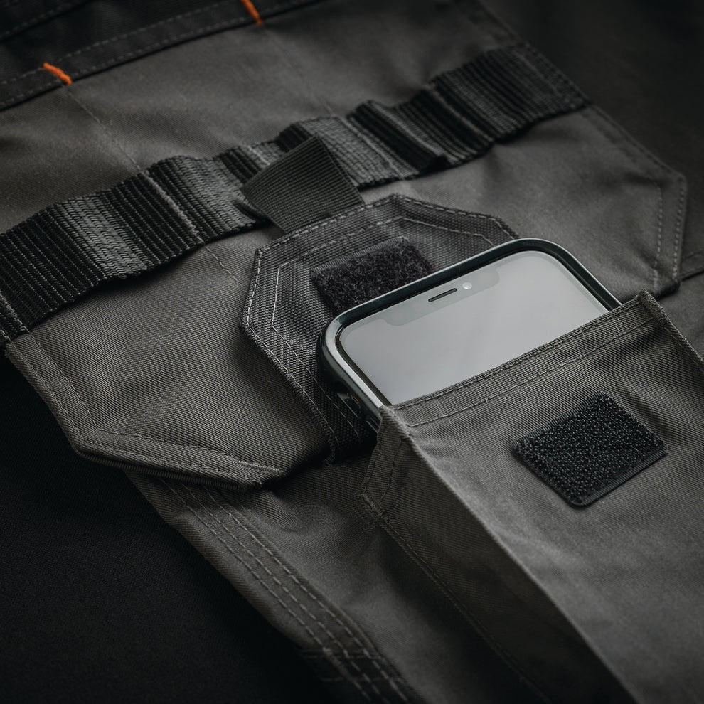 Scruffs Pro Flex Holster Trousers close-up of phone pocket and tool loops