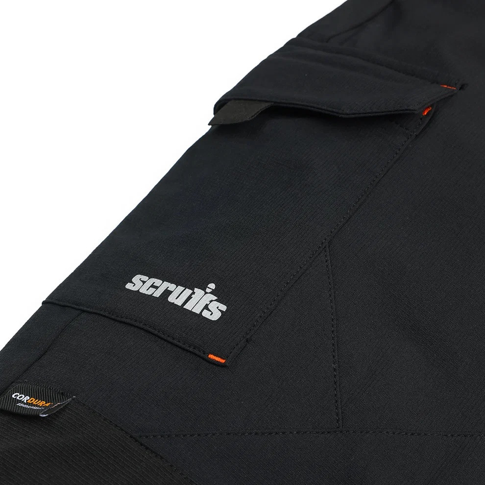 Scruffs Tech Hybrid Jogger close-up of cargo pocket with Scruffs logo
