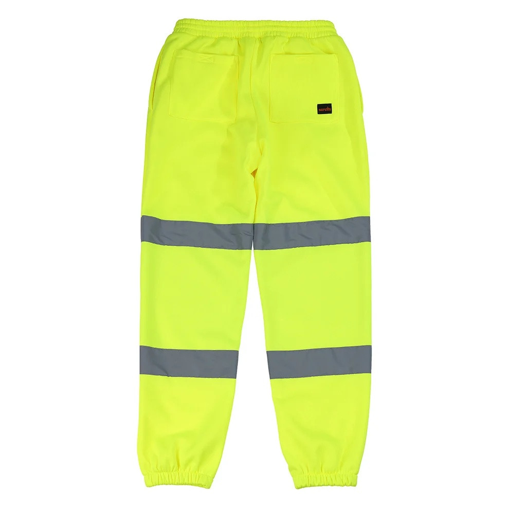 Scruffs High Visibility Jogger yellow rear product view with reflective leg bands