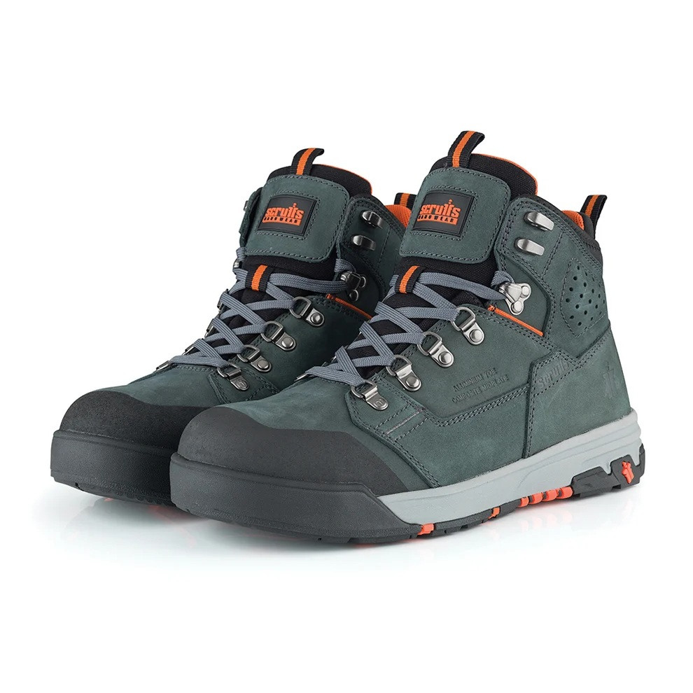 Scruffs Hydra Safety Boots ÃƒÂ¢Ã¢â€šÂ¬Ã¢â‚¬Å“ pair of green safety boots in angled product view