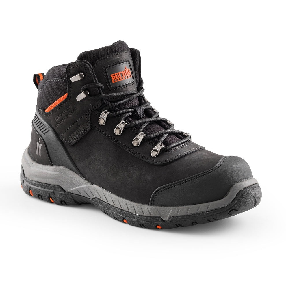 Scruffs Sabatan Safety Boots Ã¢â‚¬â€œ single boot in three-quarter front product view