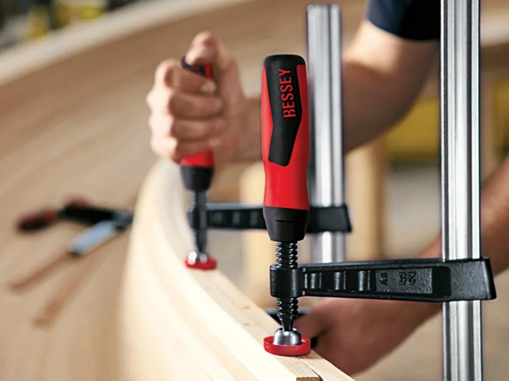 Bessey TGK Malleable Cast Iron Screw Clamp – screw clamp securing timber during woodworking