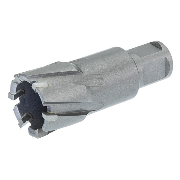 HMT CarbideMax 40 TCT Magnet Broach Cutter – silver annular cutter with fluted cutting edges on white background