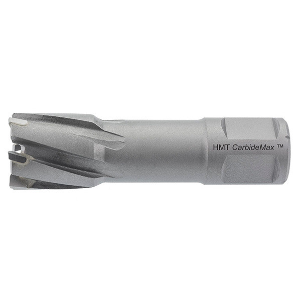 HMT CarbideMax 40 TCT Magnet Broach Cutter – silver annular cutter with fluted cutting edges on white background