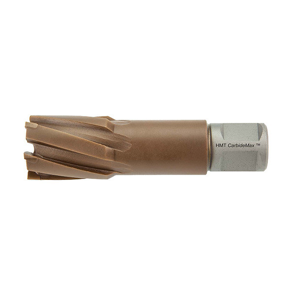 HMT CarbideMax ULTRA Coated 55 TCT Broach Cutter – silver annular cutter with fluted cutting edges on white background